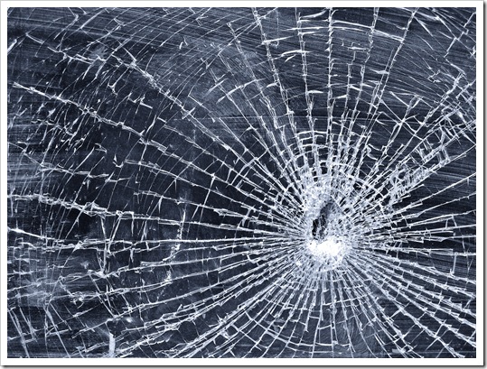 web in broken glass